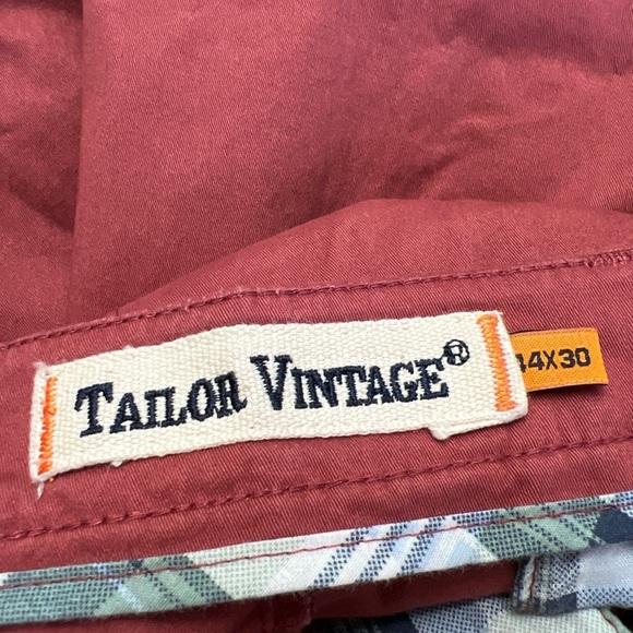 Tailor Vintage Slim Fit Chino Pants in Canyon Red Preppy Casual - Picture 7 of 10